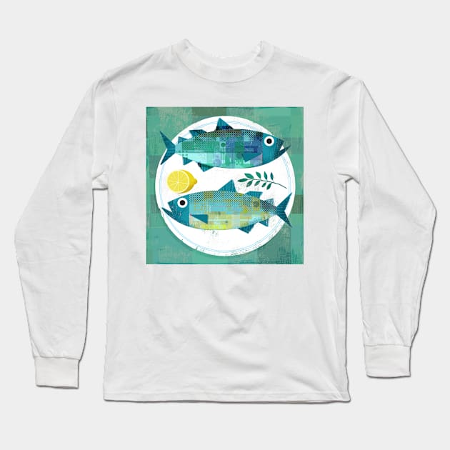 Fish on a Plate Long Sleeve T-Shirt by Gareth Lucas